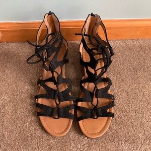 Gladiator 1” wedge sandals.